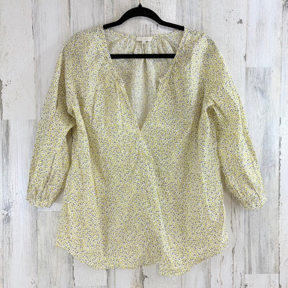 Ann Mashburn Sz M Liberty London Ed Tana Lawn Ariana Blouse Yellow